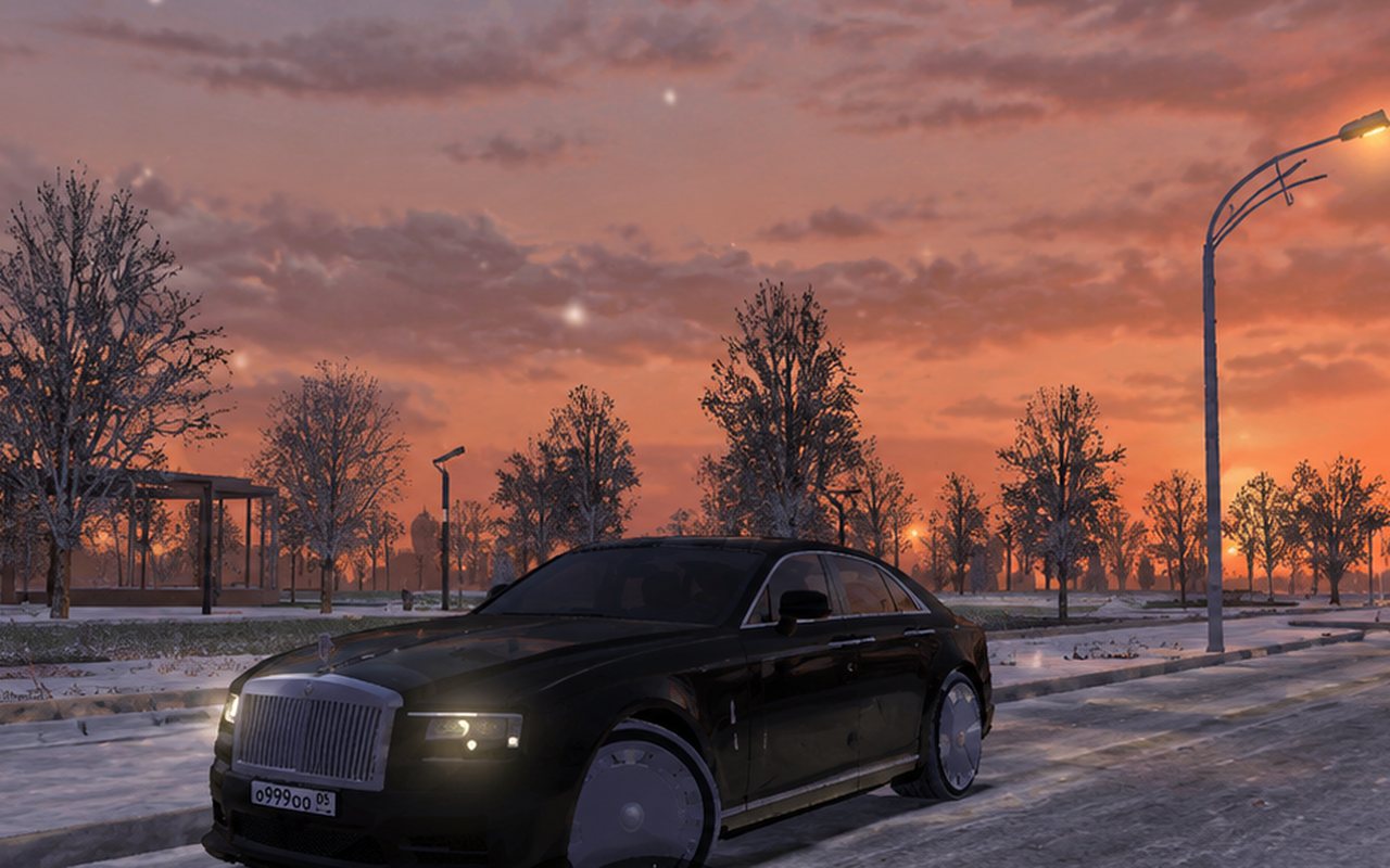 Rolls-Royce зимним вечером